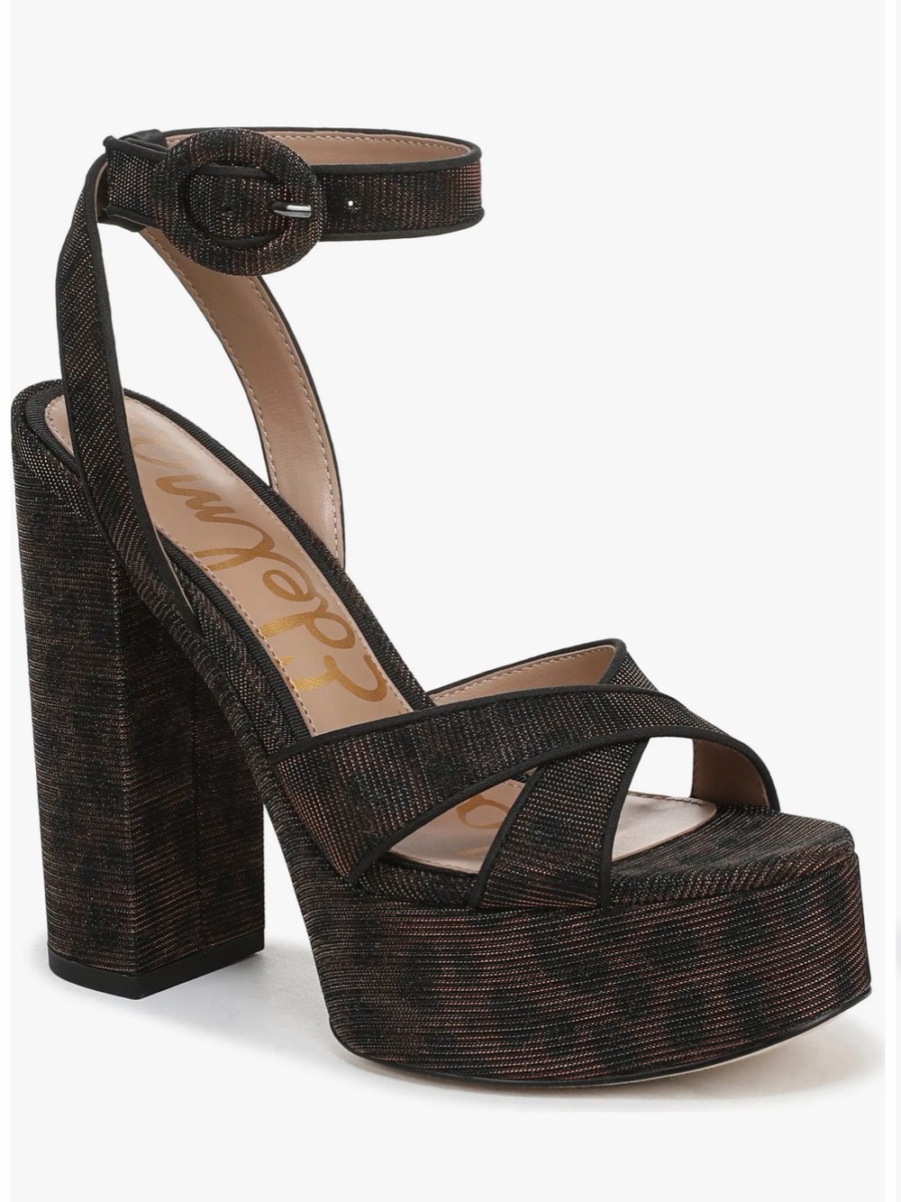 Sam Edelman Black Metallic Multi-Thread Platform Sandal